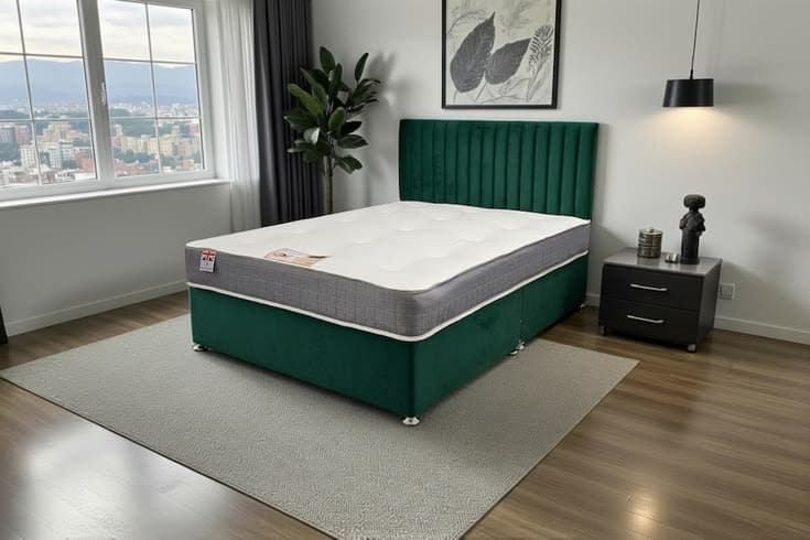Emily Divan Bed with Sprung Memory Foam Mattress and Headboard
