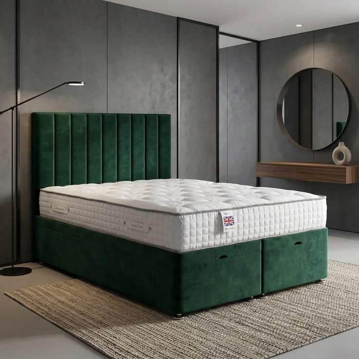 Aether Ottoman Bed with Hydraulic Lift, Headboard and Mattress