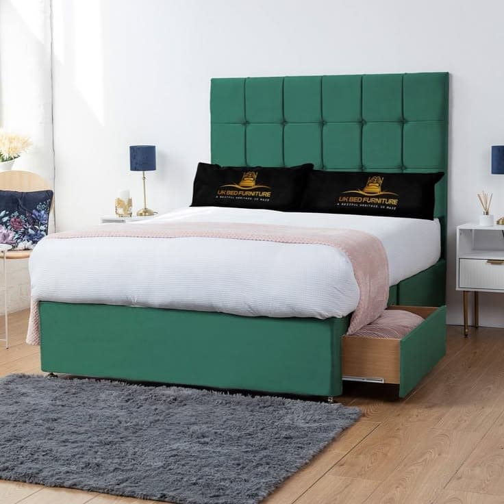 UK Bed Furniture Florence Divan Bed with 4 Drawers and 26-Inch Headboard