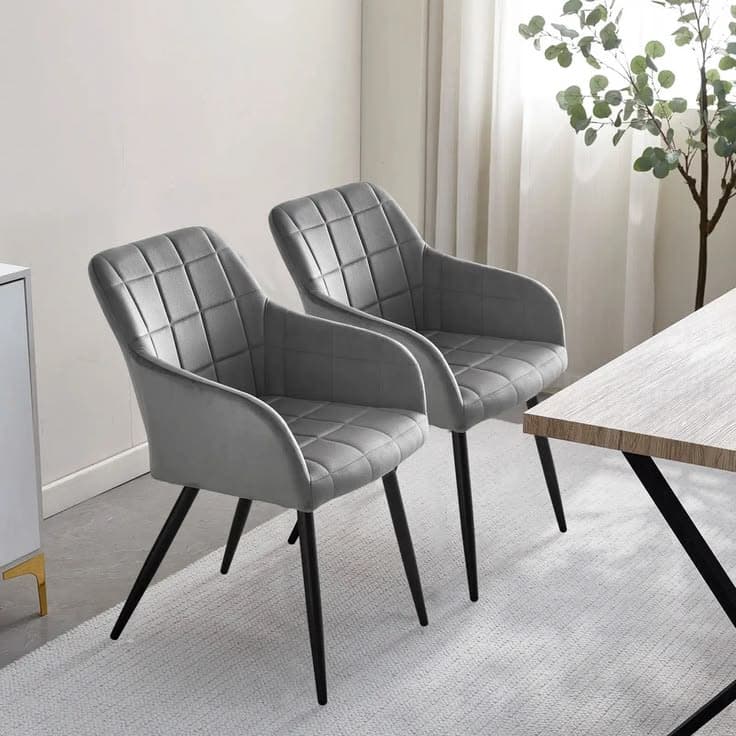 Bloor Velvet Dining Chairs Set of 2 in Grey