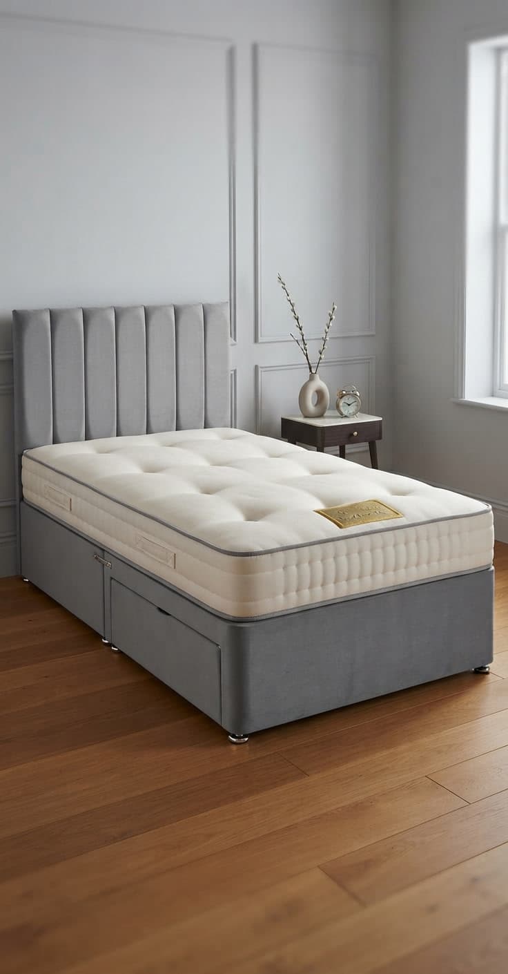 Single Horizon Fluted Divan Bed Frame with Headboard