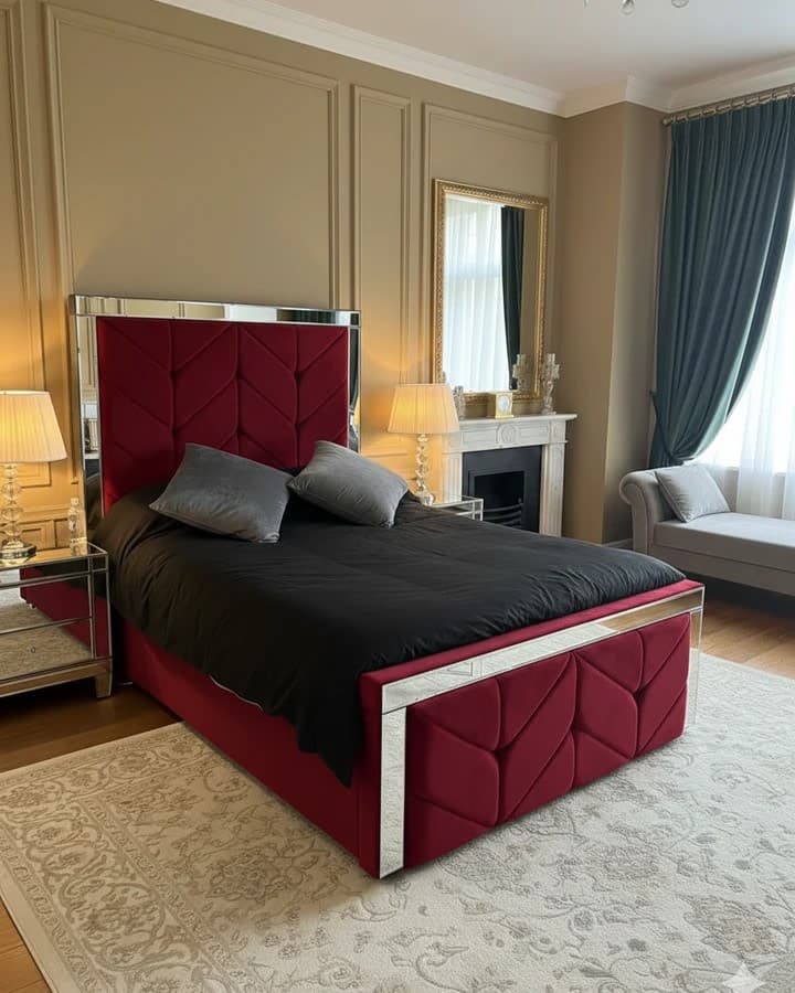 The Mirror Chevron Bed with Matching Footboard