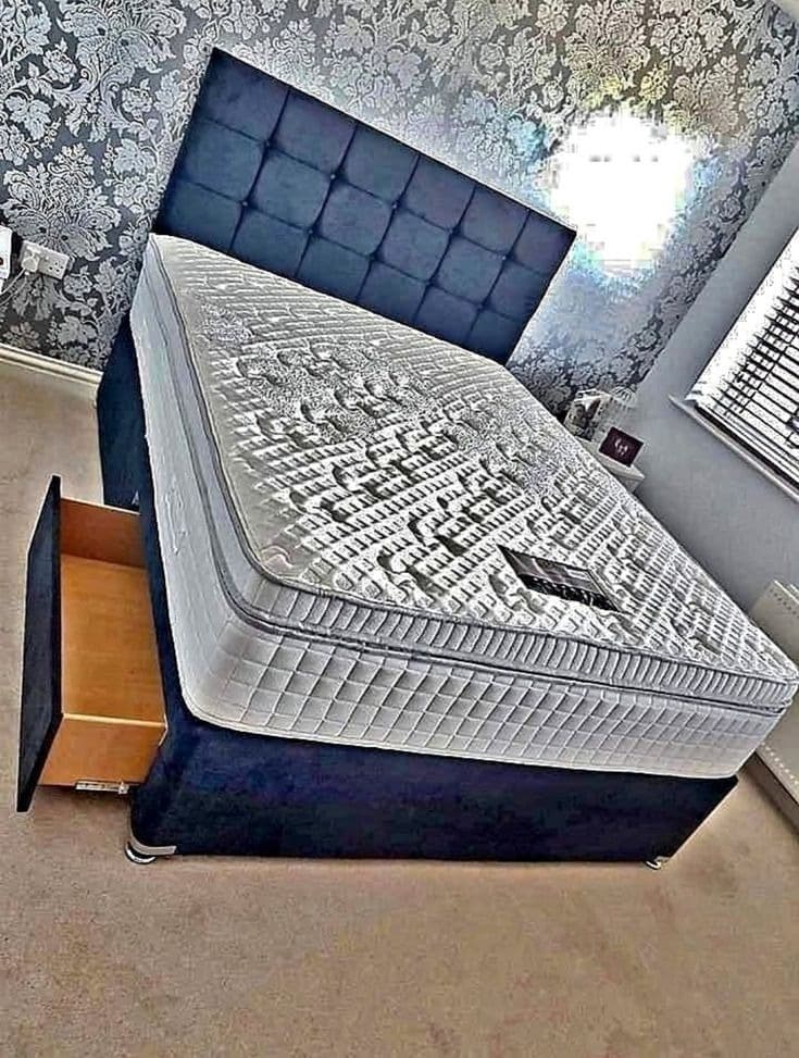 Luxury Upholstered Divan Bed Set with Tufted Headboard & Memory Sprung Foam Mattress