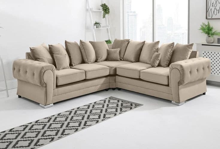Verona Plush Fabric 2 Corner 2 (2C2) Scatter Back Sofa - Mink Beige - 250cm