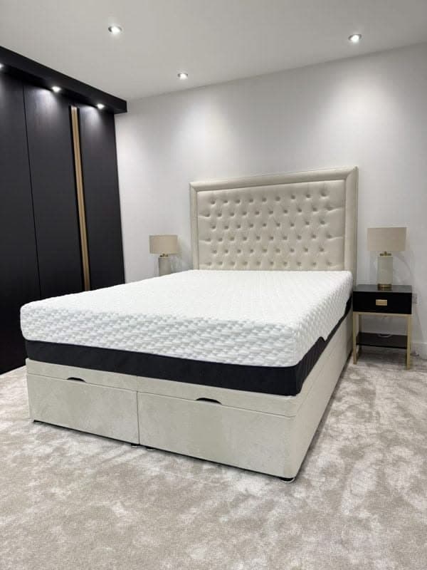 Edward Divan Bed Set with Framed Chesterfield Headboard & Storage Drawers
