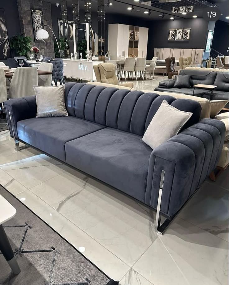 Evra Turkish 3 Seater Ottoman Sofa Bed - Charcoal Grey