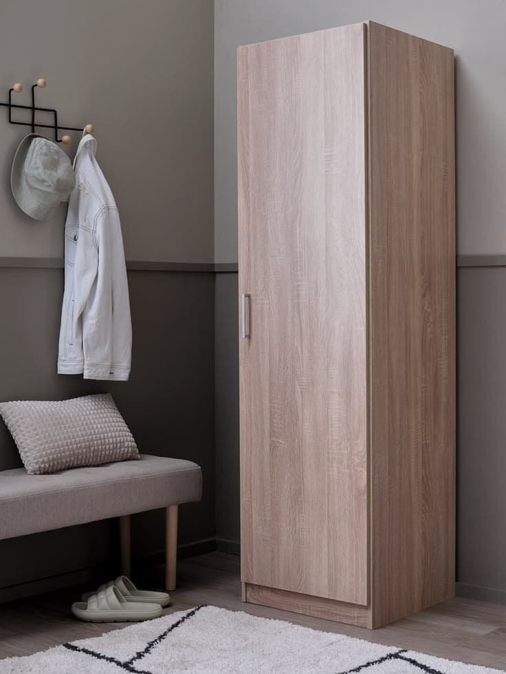 FANDRUP 1 Door Wardrobe 50x176cm - Light Oak Finish
