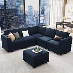 Denver Fabric Corner Sectional Sofa with Matching Ottoman UK