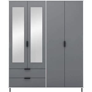 Madrid 4 Door 2 Drawer Mirrored Wardrobe - Slate Grey