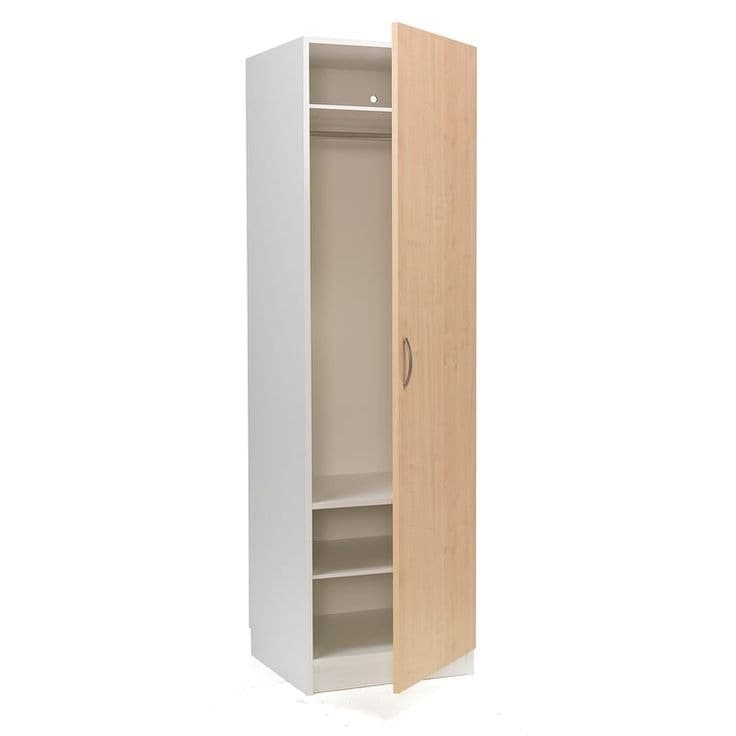 Single Wardrobe 1 Door 60x60x210cm RH - White & Birch