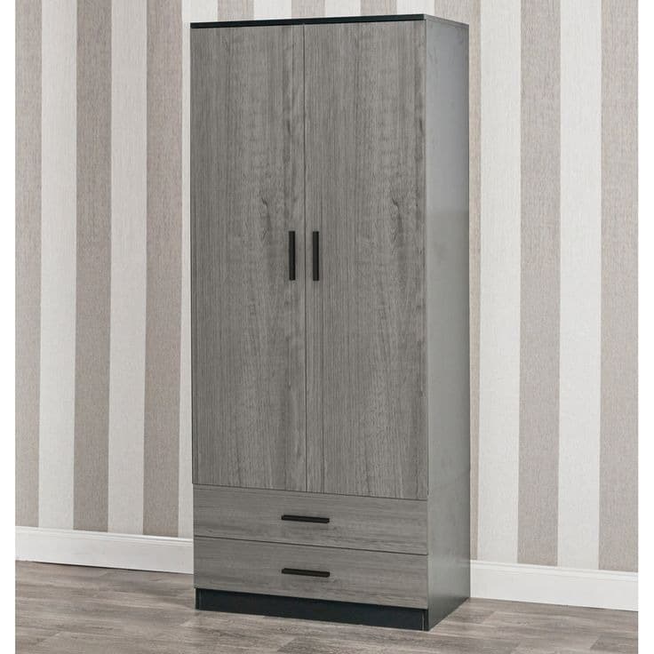 Gianpietro 2 Door 2 Drawer Wardrobe - Grey Oak
