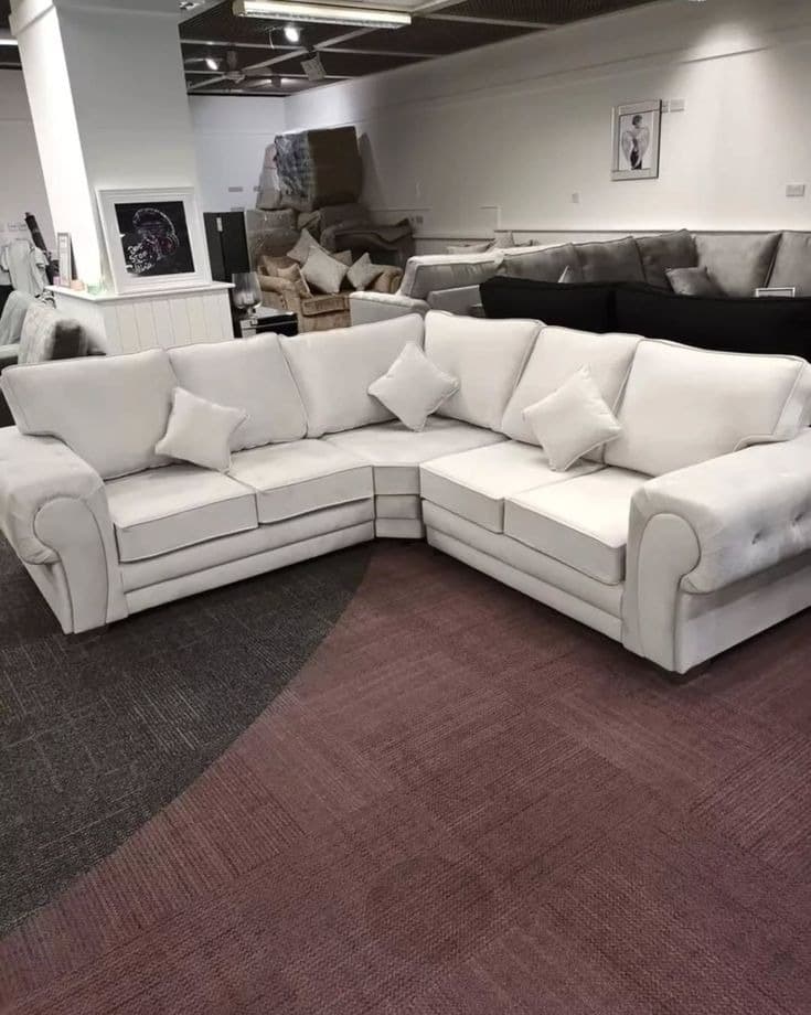 Verona Full Back Corner Sofa - Cream White
