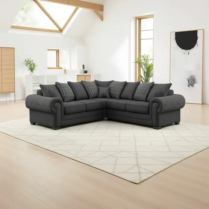 Verona Scatter Back Corner Sofa - Dark Grey Charcoal
