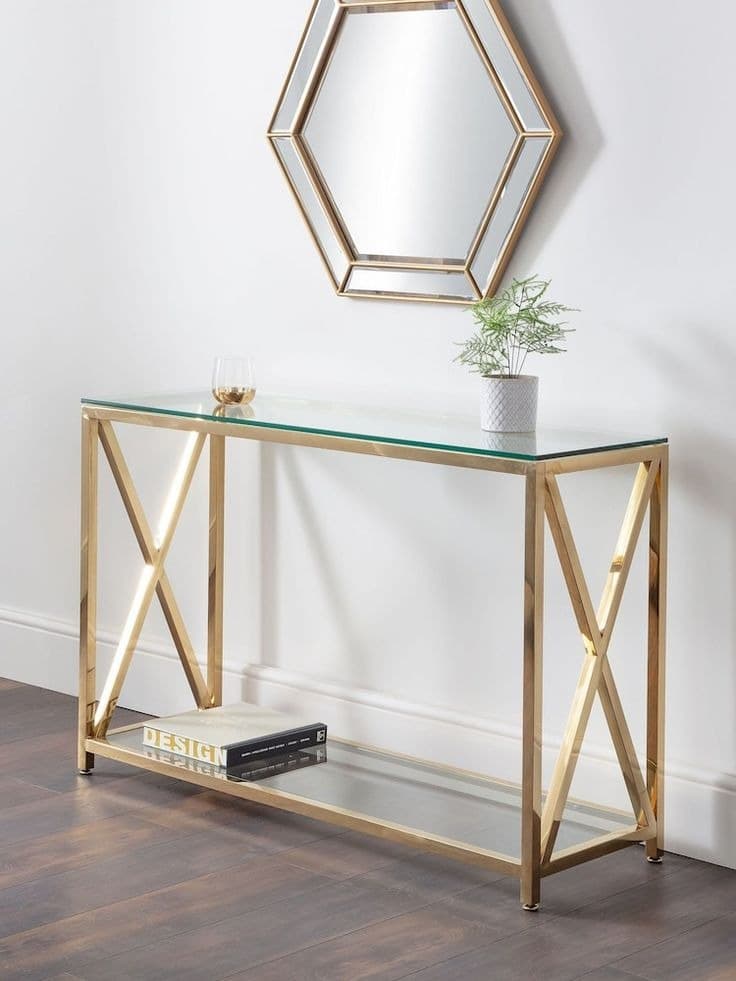 Julian Bowen Miami Glass Console Table - Gold