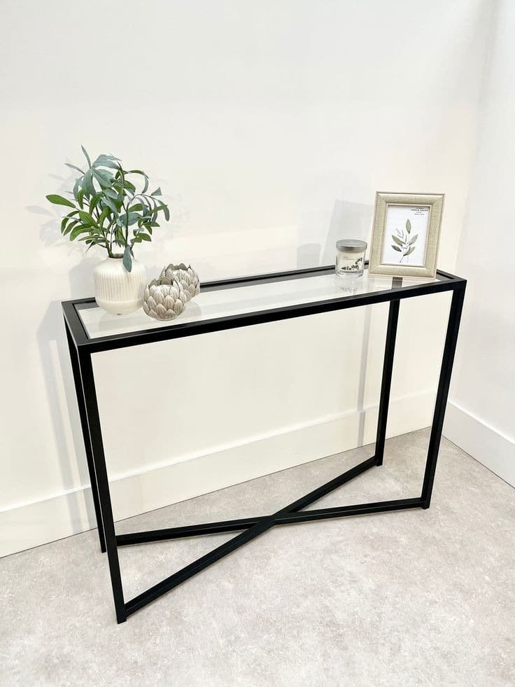 Crossley Glass & Metal Console Table - Black