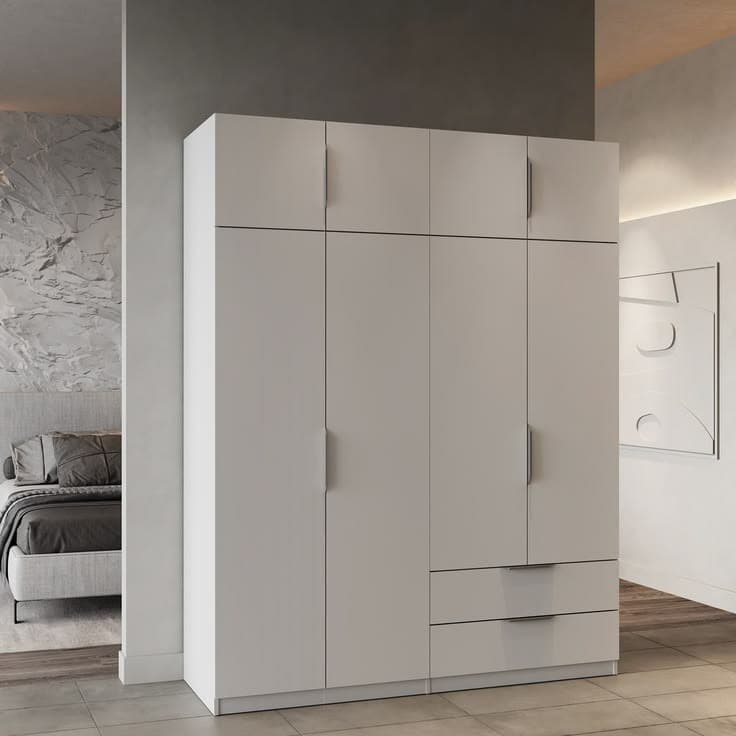 Chicago 8 Door 2 Drawer 160cm Matt White Space Saving Wardrobe