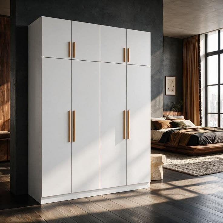 Famapy 63" Modern Minimalist Large-Capacity White Wardrobe - 8 Door