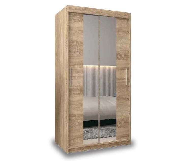 Ripon Light Oak Sliding Door Wardrobe 100cm - Light Oak