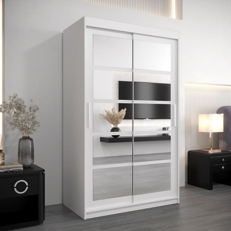 Roma II Sliding Door Wardrobe 120cm - White