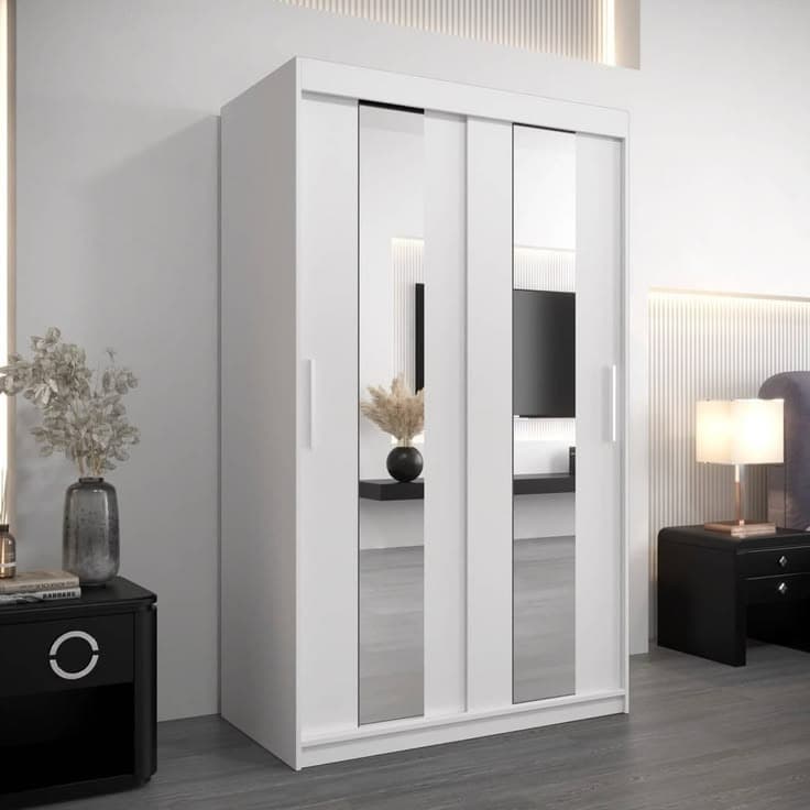 Pole Sliding Door Wardrobe 120cm - White