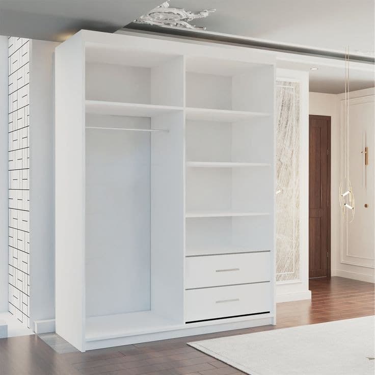 Quebec Sliding Wardrobe with Mirror Doors 150cm - White