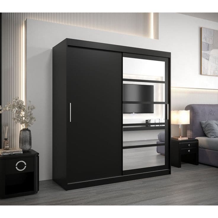 Artorius 2 Door Manufactured Wood Wardrobe - 180cm - Black