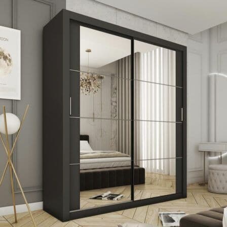 Durango 181cm Sliding Door Wardrobe - Black