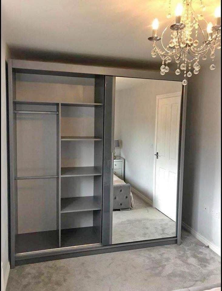 203cm Sliding Door Mirrored Wardrobe - Grey