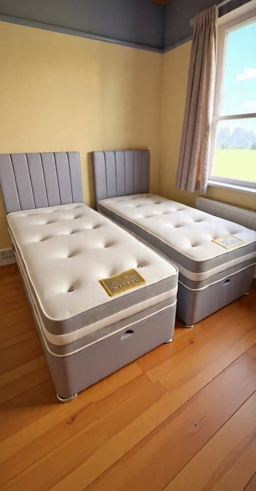 Twin Verona Vertical Paneled Single Divan Beds Set