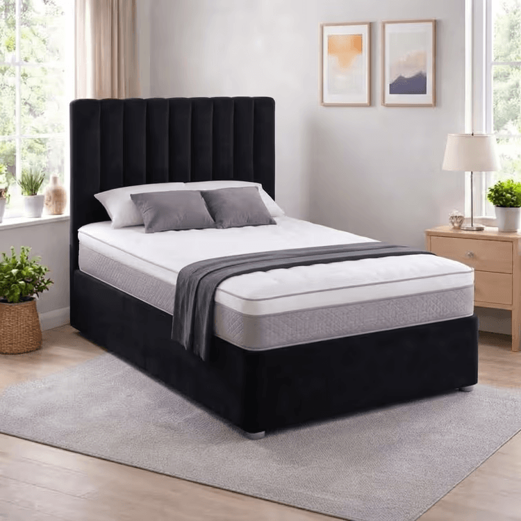 Aurora Grand Divan Bed Set with Vertical Line Headboard
