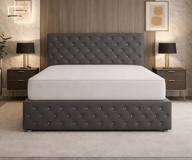 The Mayfair Brick Block Velvet Divan Bed Frame and Headboard