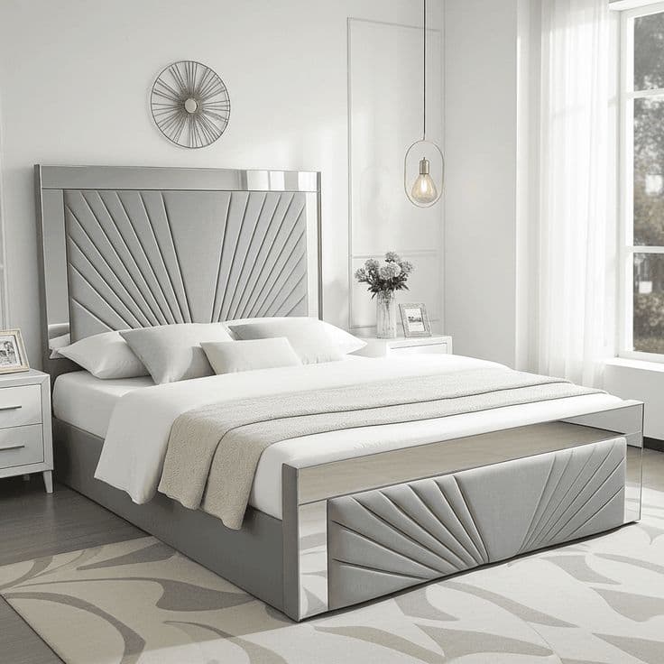 The Mirror Bed with Matching Footboard